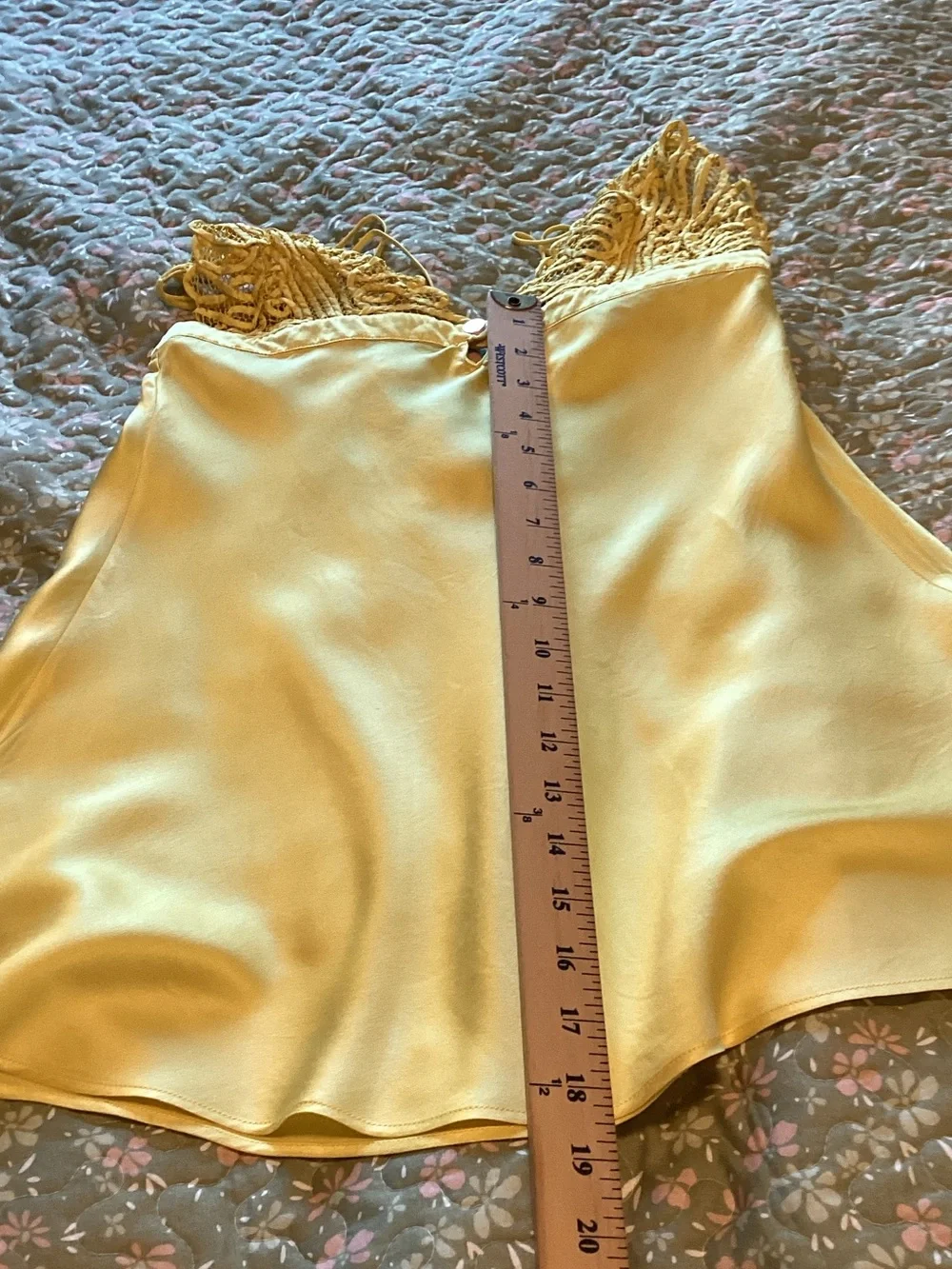Marjolaine Yellow Lace-Trim Satin Chemise 40 - S